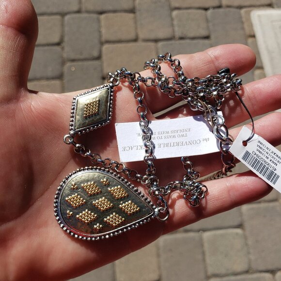 Chico's Two-Tone Convertible/Reversible Long Pendant Necklace NWTs - Picture 3 of 6